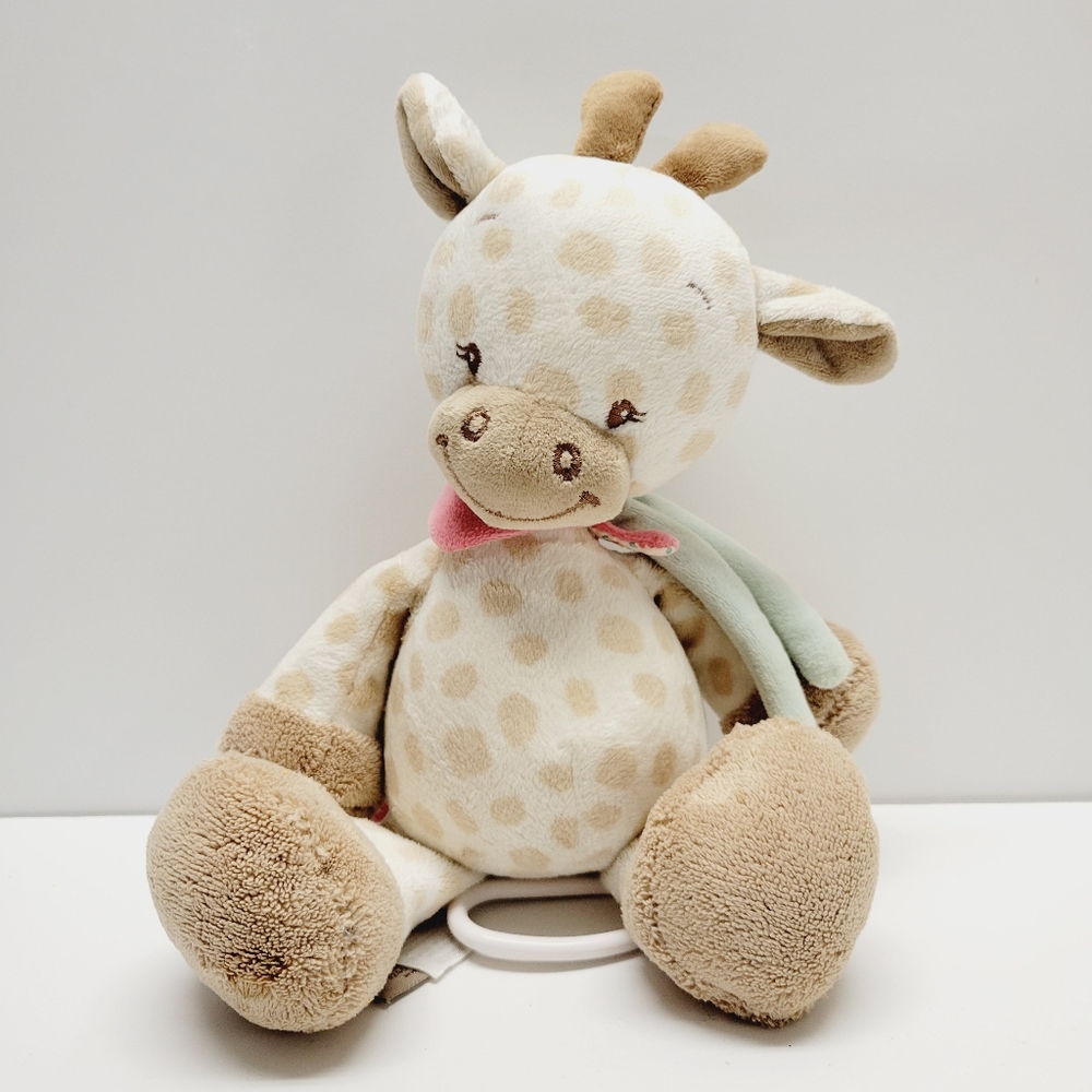 Nattou Baby Giraffe Musical Pull String Cream Tan Beige Stuffed Plush Crib Toy.